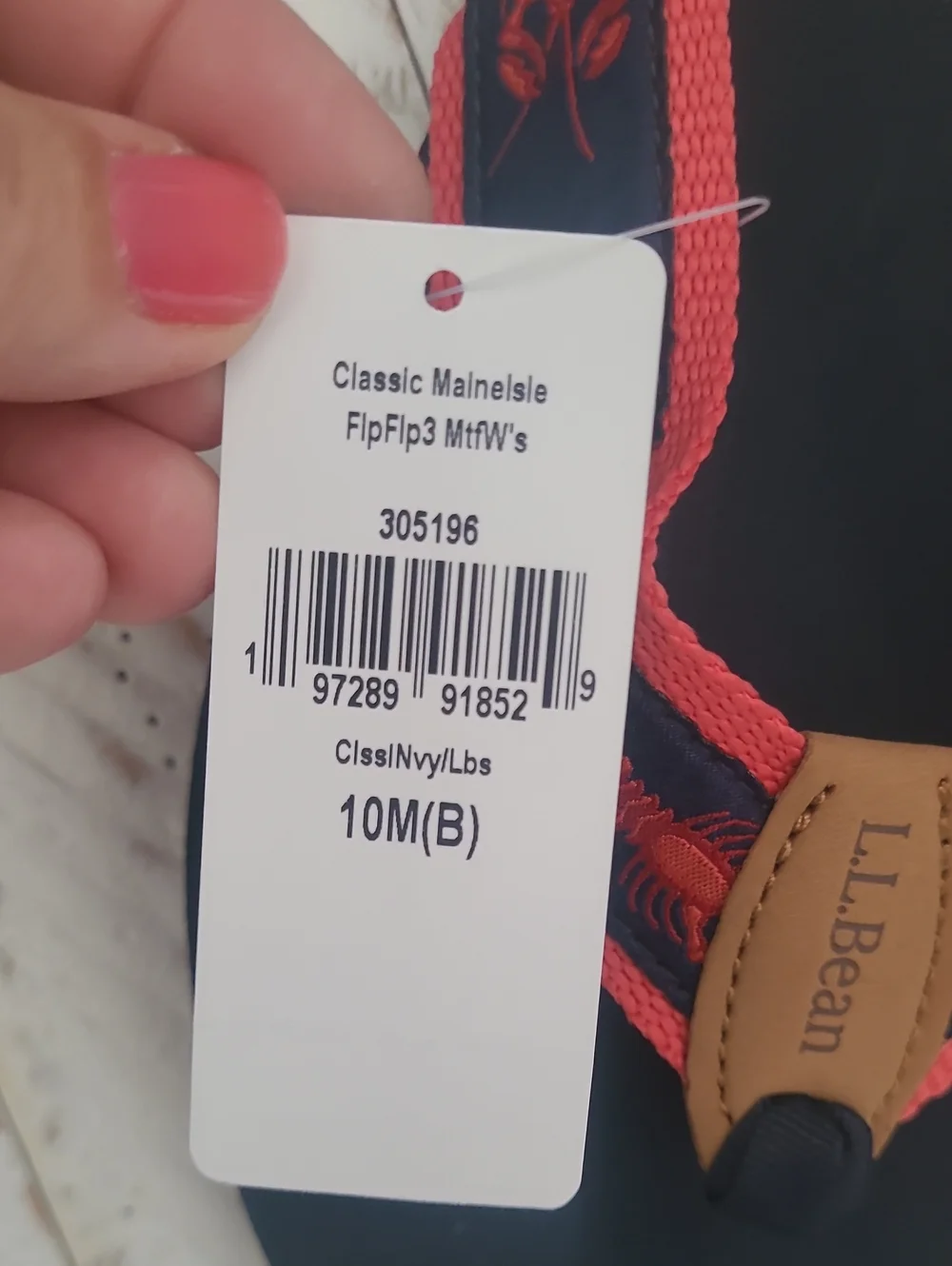 NWT LL Bean Navy & Red Lobster Flip Flops The Maine Collection SIZE 10